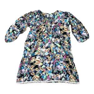 OLGA VALENTINE Black Colorful Tropical‎ Flowy Dress Girls Size Small